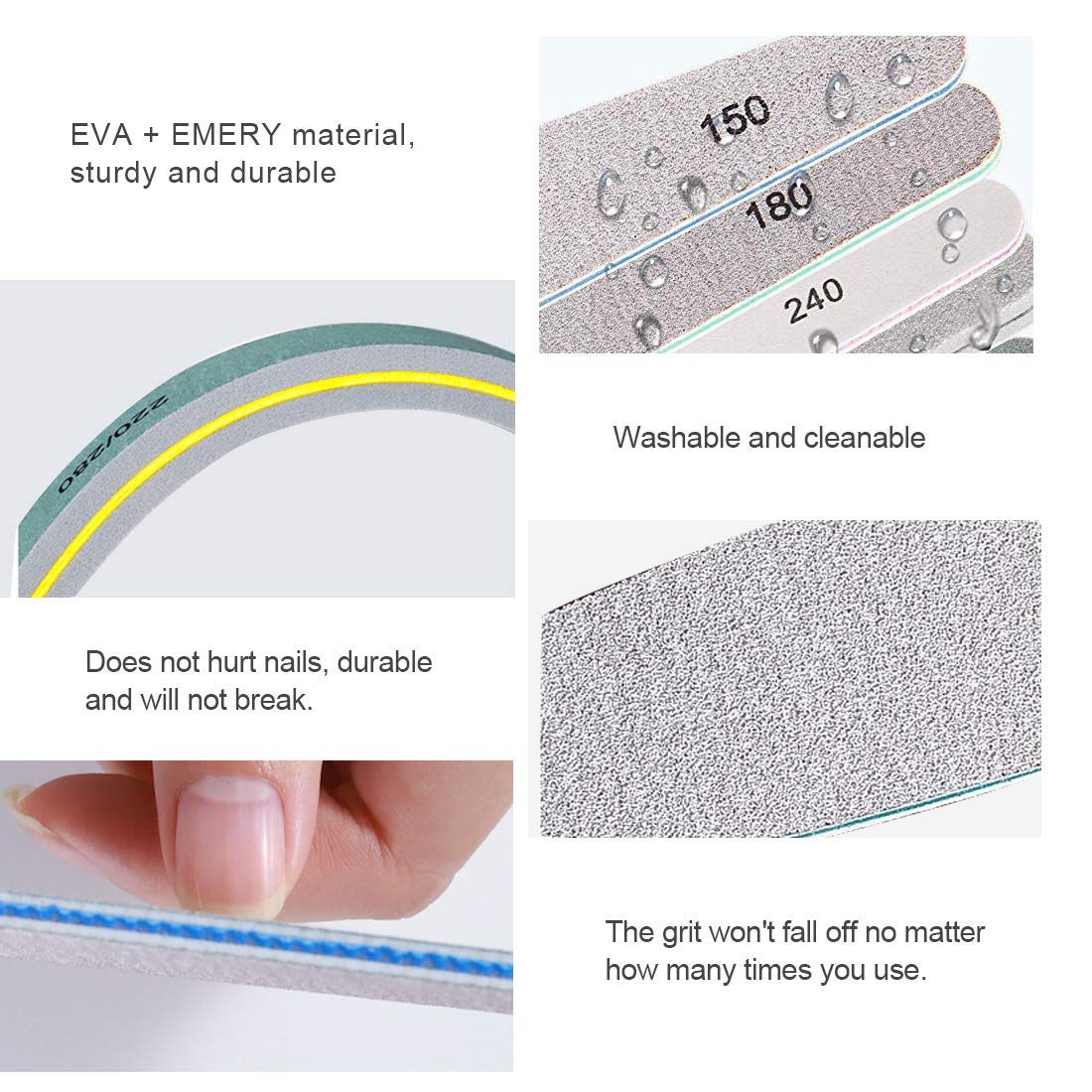 MAYCREATE 6pcs Nail Files Set for Manicure, Nail Buffer Files Block Coarse Washable Nail Polisher Double Sided Nail Shaper Emery Boards for Acrylic & Natural Nails 100/150/180/220/240/280/1000/4000 Grid MAYCREATE 6pcs Nail Files Set for Manicure, Nail Buffer Files Block Coarse Washable Nail Polisher Double Sided Nail Shaper Emery Boards for Acrylic & Natural Nails 100/150/180/220/240/280/1000/4000 Grid